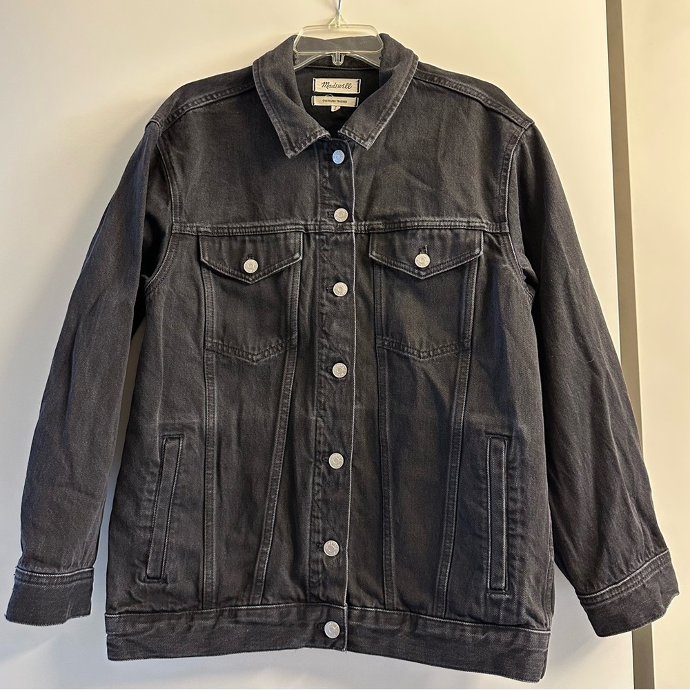 Madewell Jacket Women M Black Denim Jacket Jean Jacket Oversized Jean Jacket
